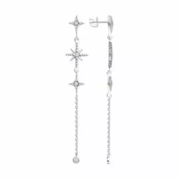 Серебряные серьги-пусеты с фианитами