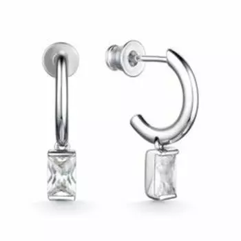 Серебряные серьги-пусеты с фианитами