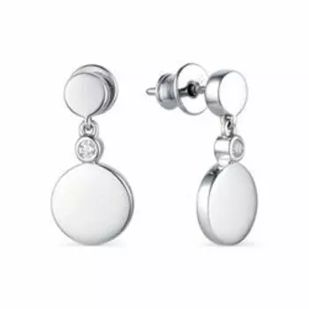 Серебряные серьги-пусеты с фианитами