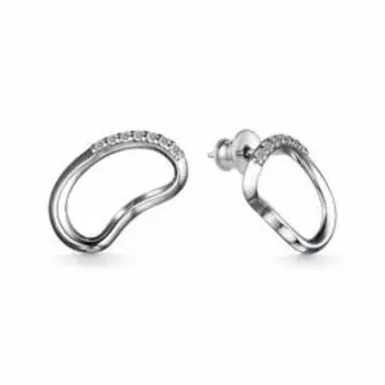 Серебряные серьги-пусеты с фианитами