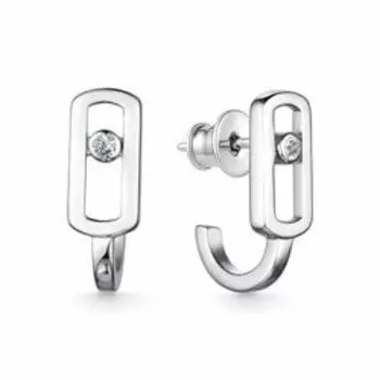 Серебряные серьги-пусеты с фианитами