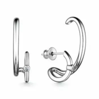 Серебряные серьги-пусеты с фианитами