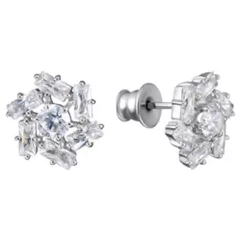 Серебряные серьги-пусеты с фианитами