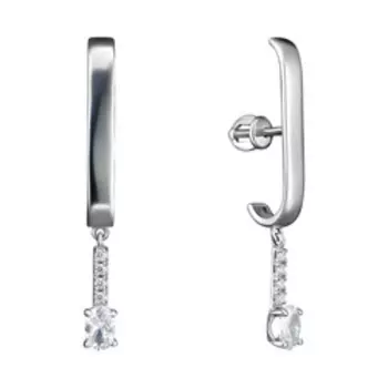 Серебряные серьги-пусеты с фианитами