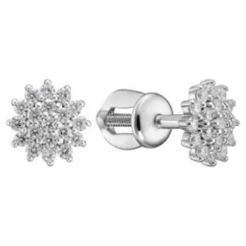 Серебряные серьги-пусеты с фианитами