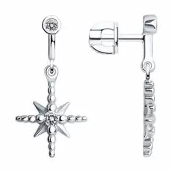 Серебряные серьги-пусеты с фианитами