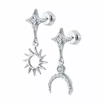 Серебряные серьги-пусеты с фианитами