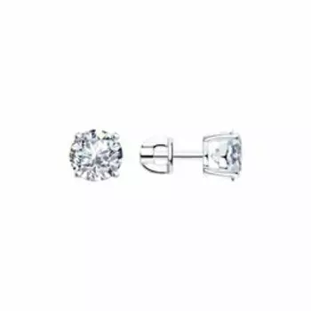 Серебряные серьги-пусеты с фианитами