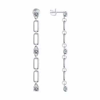 Серебряные серьги-пусеты с фианитами