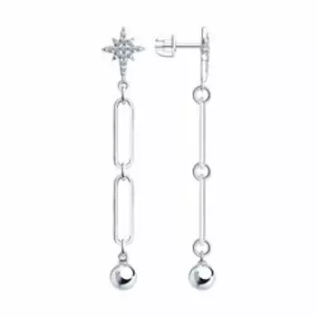 Серьги из серебра с фианитами