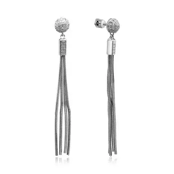 Серебряные серьги-пусеты с фианитами