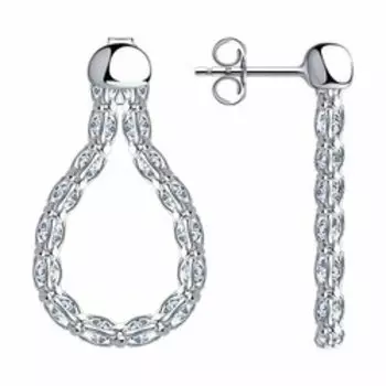 Серебряные серьги-пусеты с фианитами