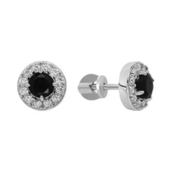 Серебряные серьги-пусеты с фианитами и опалами