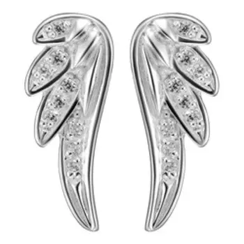 Серебряные серьги-пусеты с фианитами "Крылья"