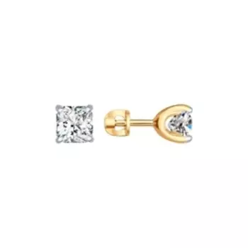 Серебряные серьги-пусеты с фианитами Swarovski