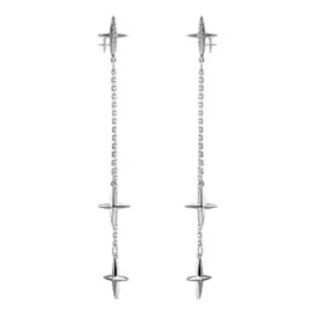 Серебряные серьги-пусеты с фианитами "Звезды"