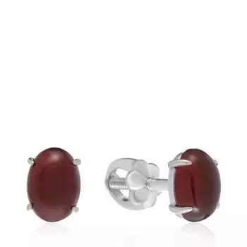 Серебряные серьги-пусеты с гарнатом