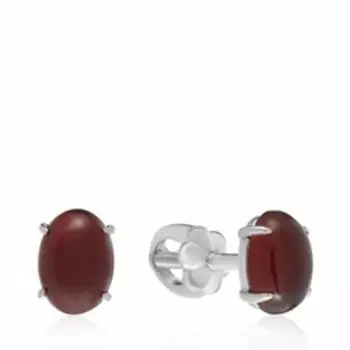 Серебряные серьги-пусеты с гарнатом