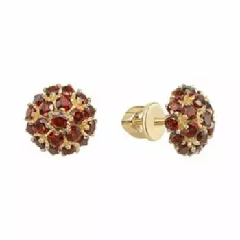 Серебряные серьги-пусеты с гранатом