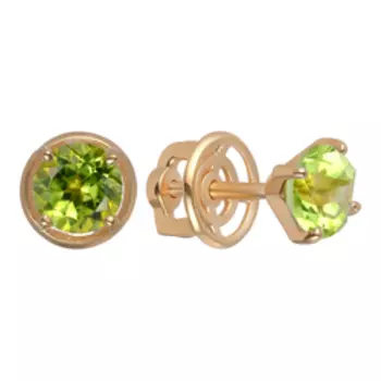 Серебряные серьги-пусеты с хризолитами