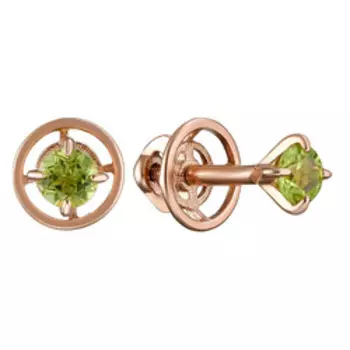 Серебряные серьги-пусеты с хризолитами