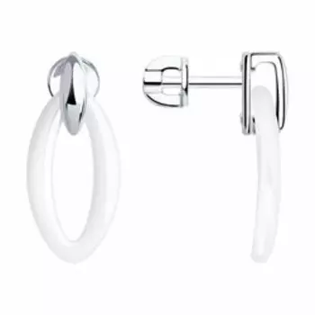 Серебряные серьги-пусеты с керамикой