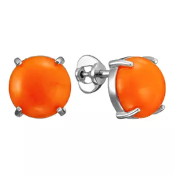 Серебряные серьги-пусеты с кораллами