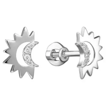 Серебряные серьги-пусеты с кубическим цирконием