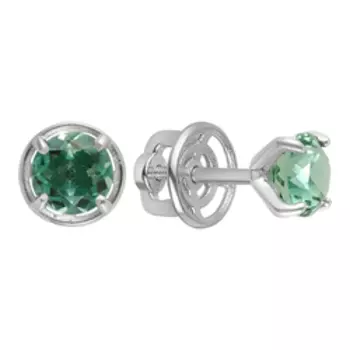 Серебряные серьги-пусеты с кварцем