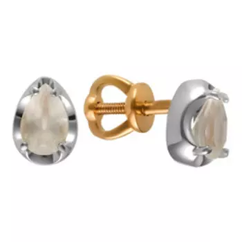 Серебряные серьги-пусеты с лунным камнем