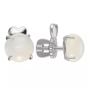 Серебряные серьги-пусеты с лунным камнем