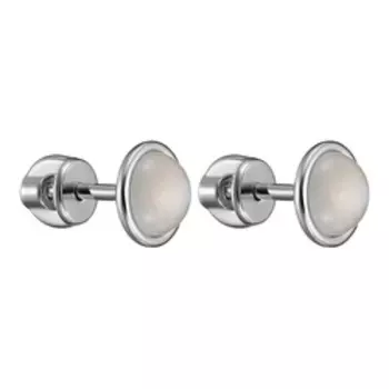 Серебряные серьги-пусеты с лунным камнем