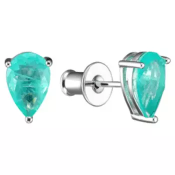 Серебряные серьги-пусеты с мятным ювелирным стеклом