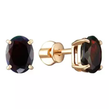 Серебряные серьги-пусеты с натуральными черными опалами