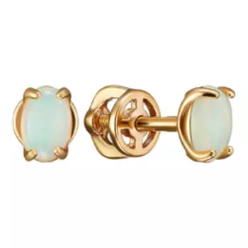 Серебряные серьги-пусеты с натуральными опалами