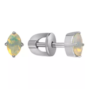 Серебряные серьги-пусеты с натуральными опалами