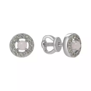 Серебряные серьги-пусеты с опалами и хризолитами