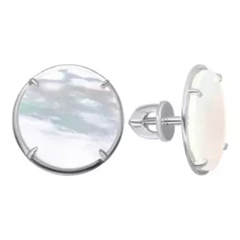 Серебряные серьги-пусеты с перламутром