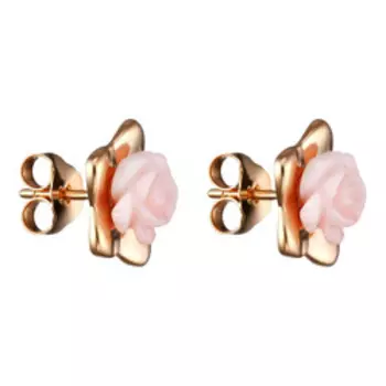 Серебряные серьги-пусеты с перламутром "Розы"