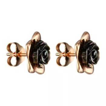 Серебряные серьги-пусеты с перламутром "Розы"