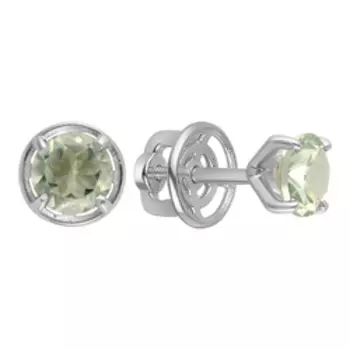 Серебряные серьги-пусеты с празиолитами