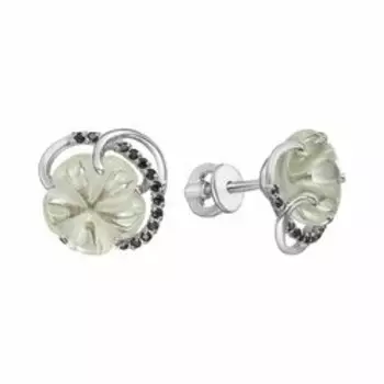 Серебряные серьги-пусеты с празиолитами и шпинелью