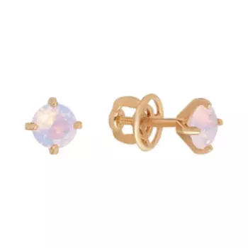 Серебряные серьги-пусеты с розовым кварцем