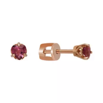 Серебряные серьги-пусеты с розовыми турмалинами "Сердце"