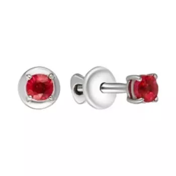 Серебряные серьги-пусеты с рубинами