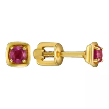 Серебряные серьги-пусеты с рубинами