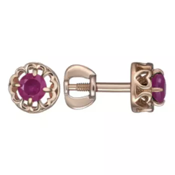 Серебряные серьги-пусеты с рубинами