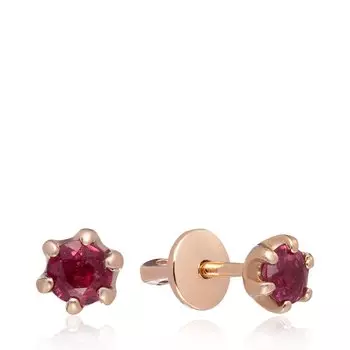 Серебряные серьги-пусеты с рубинами