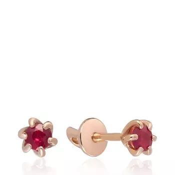 Серебряные серьги-пусеты с рубинами