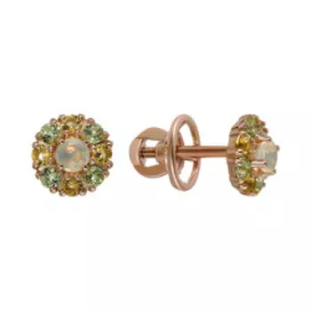 Серебряные серьги-пусеты с самоцветами